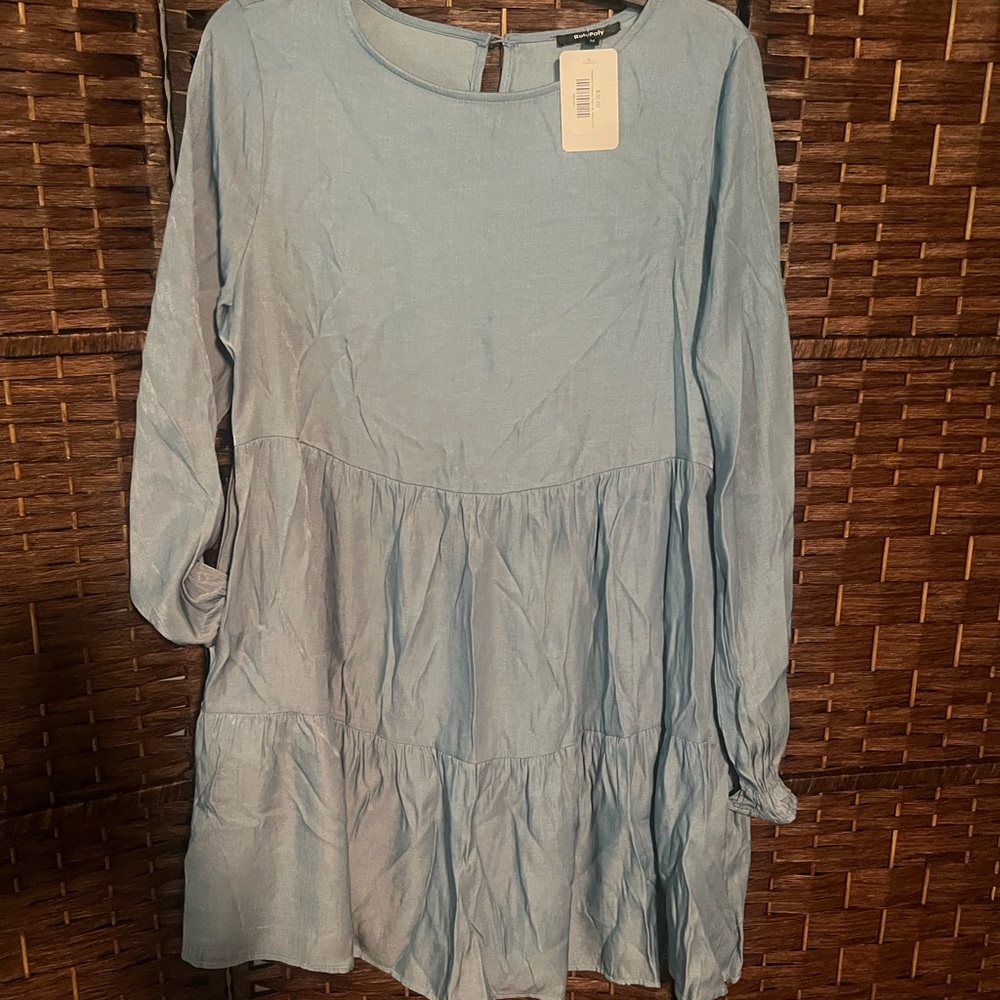 Light Blue Roly Poly Long Sleeve Dress